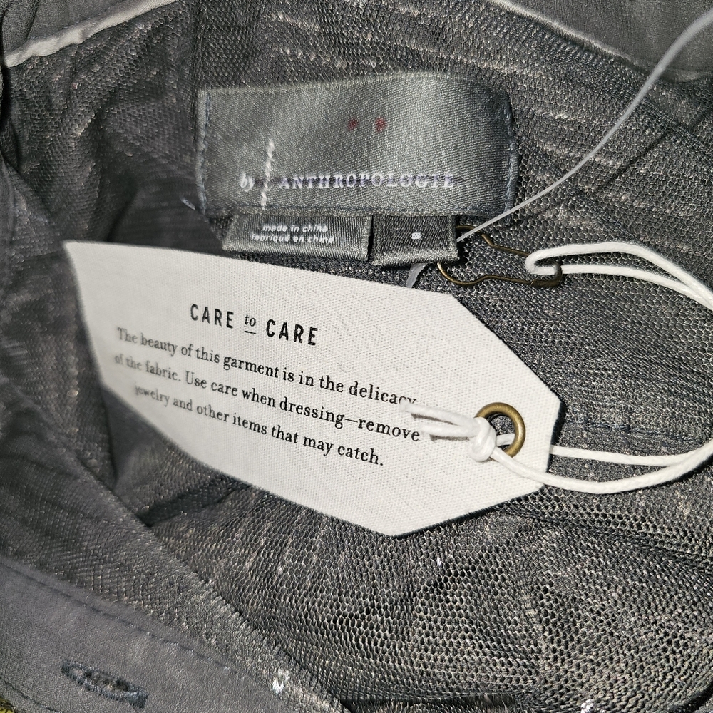 Anthropologie Gray Collared Sequined Button Down Shirt In S NWT - Picture 9 of 9